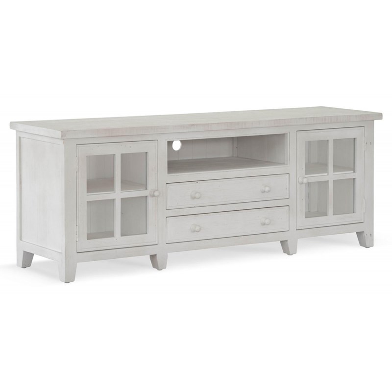 Décoration d'autrefois - Meuble tv 2 tiroirs bois blanc 180x45x65