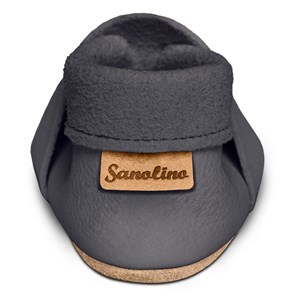 Chaussons bébé cuir souple étoile gris