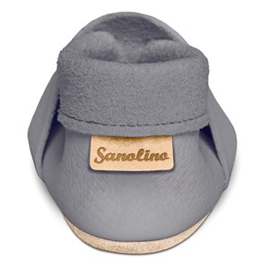 Chaussons bébé cuir souple étoile gris