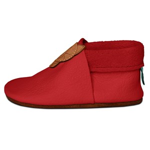 Chaussons bébé cuir souple chaton rouge