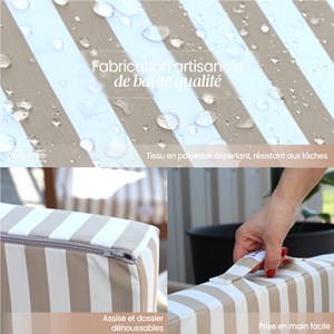Coussins salon de jardin - rayé beige