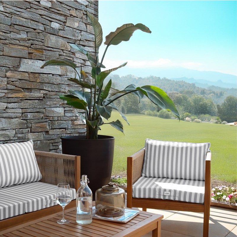 Coussins salon de jardin - rayé gris