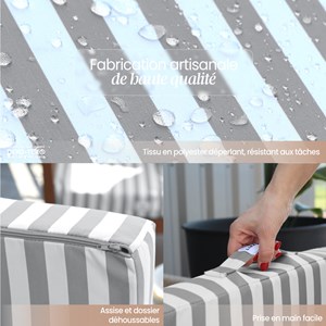 Coussins salon de jardin - rayé gris