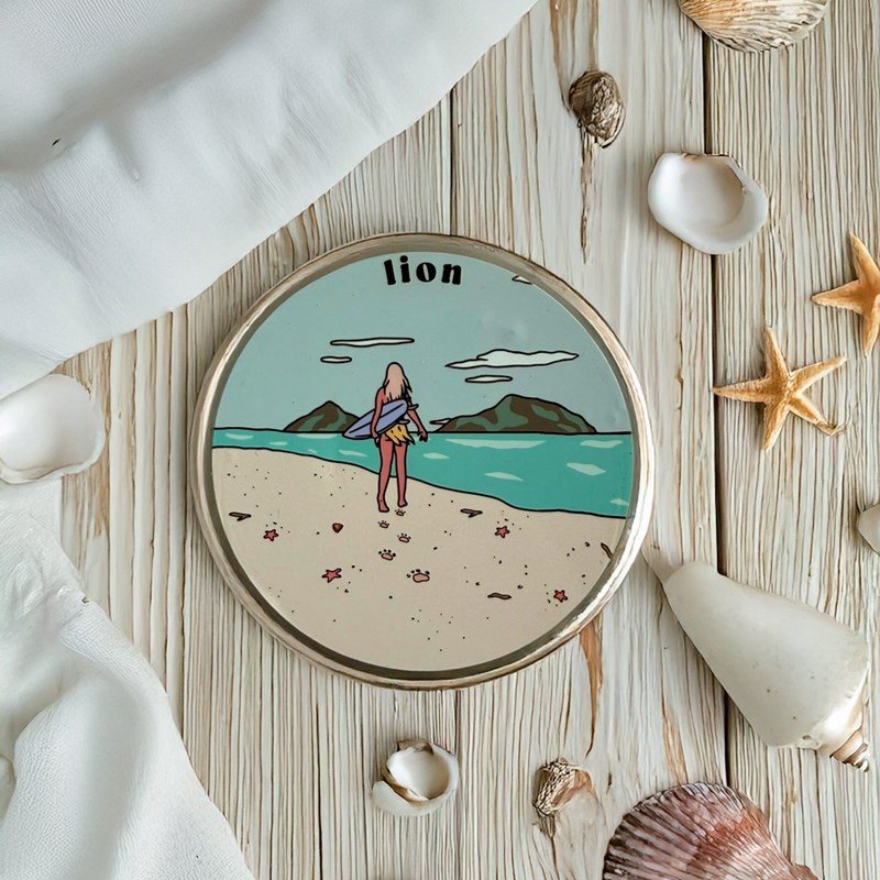 Bougie astro lion, parfum monoi pêche