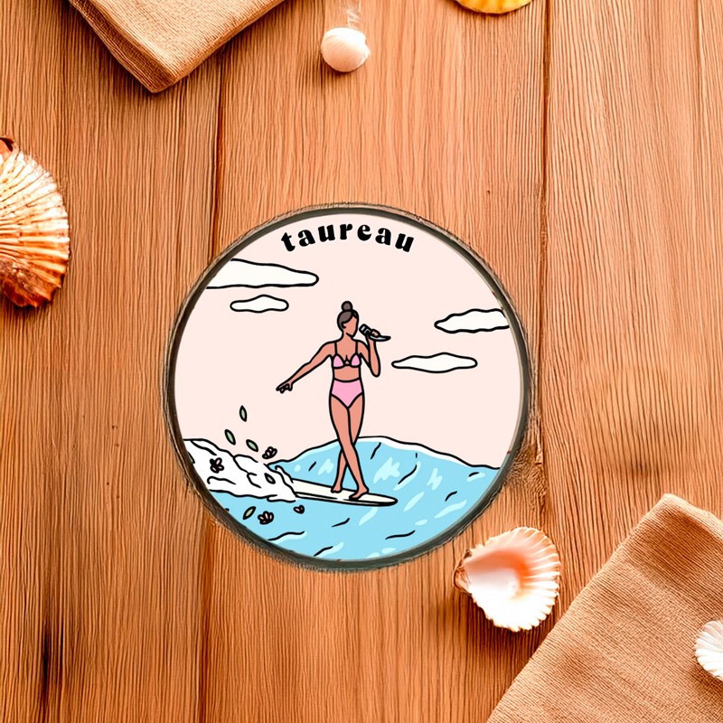 Bougie astro taureau, pêche abricot