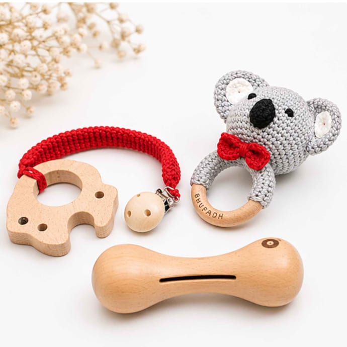 AhlsenL Lot de 4 hochets de poignet et chaussettes pour nouveau-né avec stimulation sensorielle - Cadeau de développement pour bébé de 0 à 9 mois