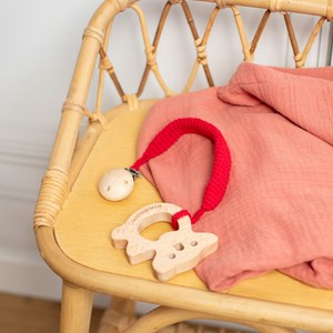 Coffret 3 hochets coton bois naturel