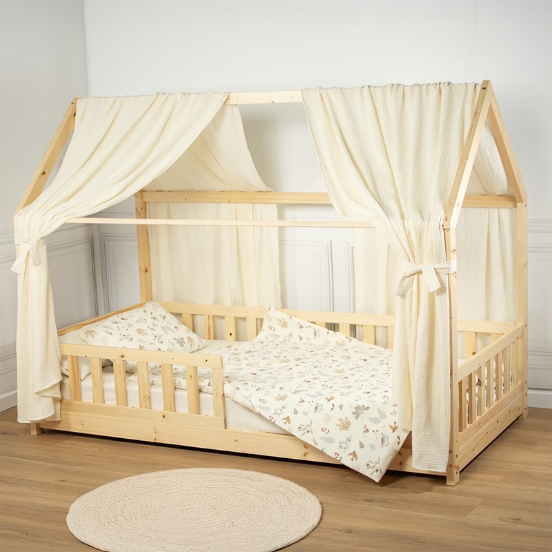 Set double ciel de lit cabane en gaze