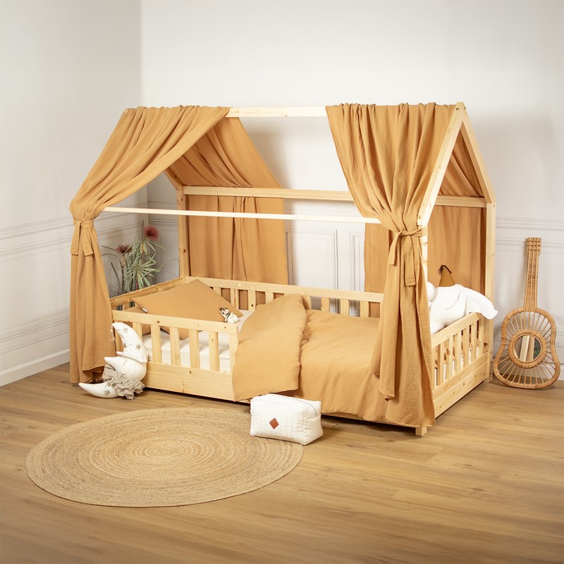 Set double ciel de lit cabane en gaze
