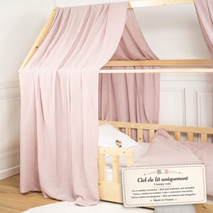 Set double ciel de lit cabane rose