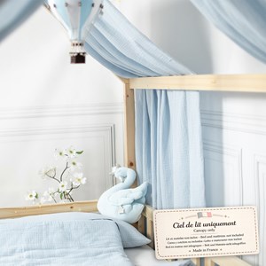 Set double ciel de lit cabane bleu