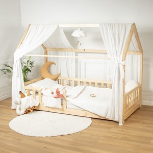 Ciel de lit cabane gaze coton duo blanc