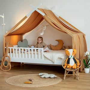 Ciel de lit cabane gaze coton jeanne