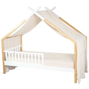 Ciel de lit cabane gaze coton beige 420