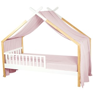 Ciel de lit cabane gaze coton rose 420