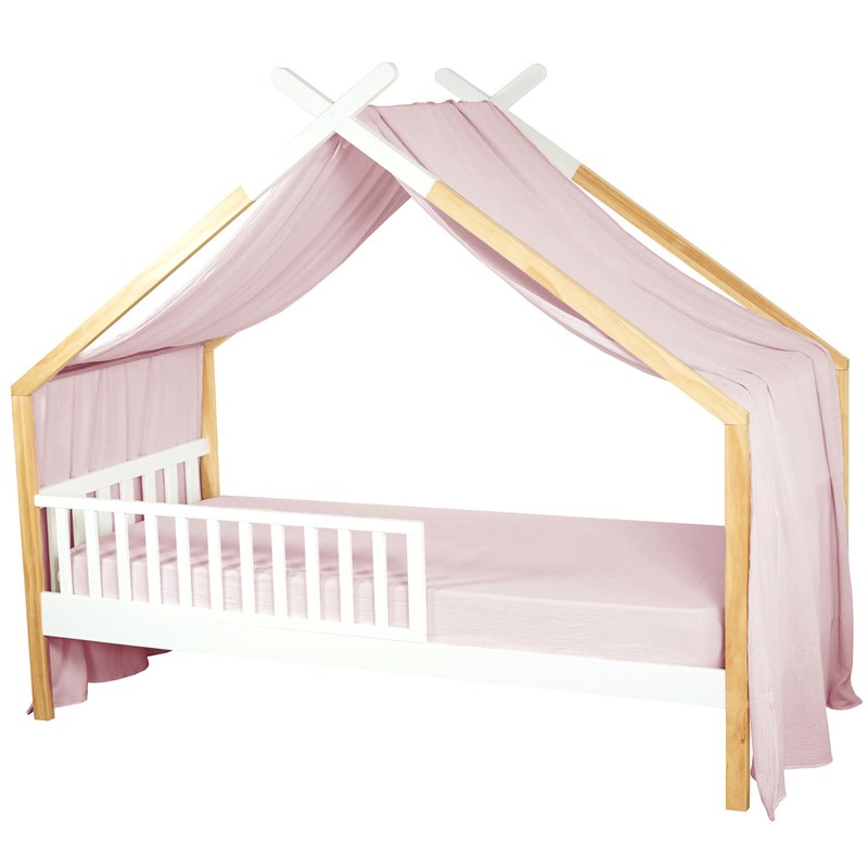 Ciel de lit cabane gaze coton rose 420