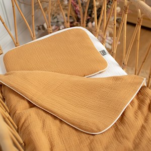 Set berceau, couverture & coussin camel