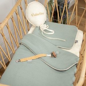Set berceau, couverture & coussin vert