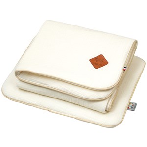 Set berceau, couverture & coussin écru