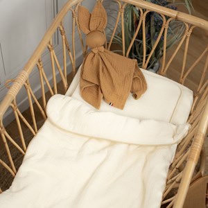 Set berceau, couverture & coussin écru