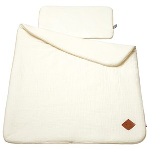 Set berceau, couverture & coussin écru