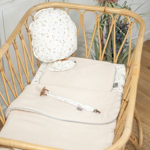 Set berceau, couverture & coussin beige