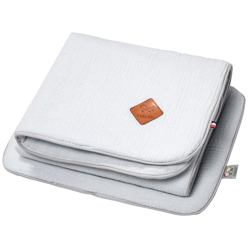 Set berceau, couverture & coussin gris