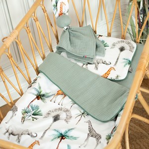 Couverture et coussin berceau safari