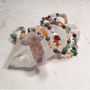 Sautoir pierres - pendentif améthyste