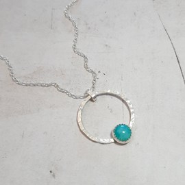 Sautoir en argent 925 et amazonite