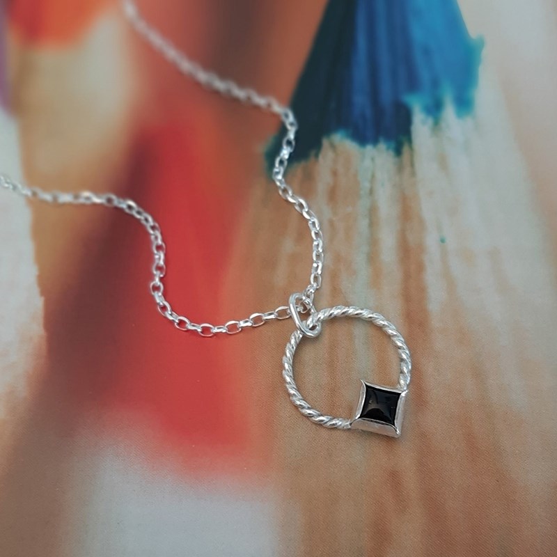 Collier en argent 925 et onyx noir