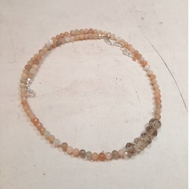 Collier pierre de lune et quartz fumé