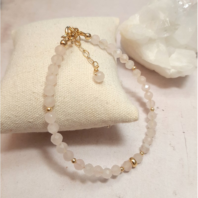 Bracelet quartz rose et argent 925 doré