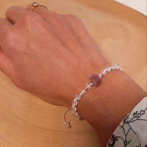 Bracelet cristal de roche et tourmaline