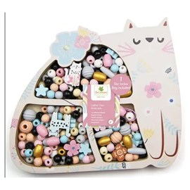 Coffret chat perles en bois