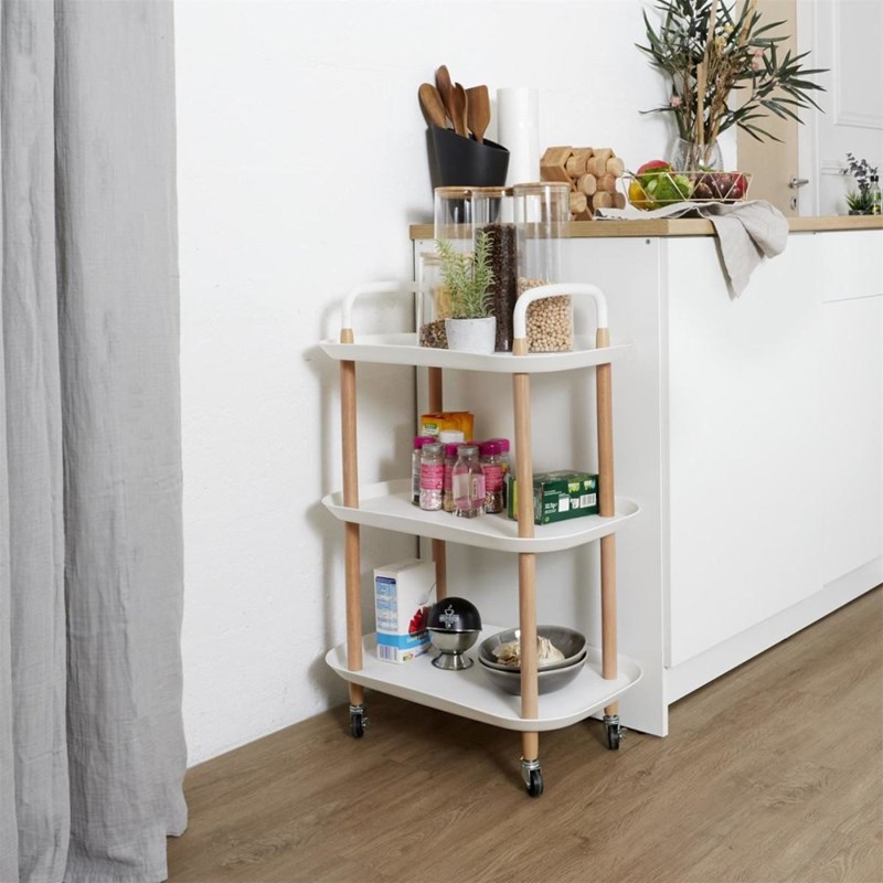 Desserte à roulettes blanche