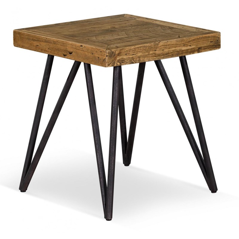 Table de chevet bois-métal marron -