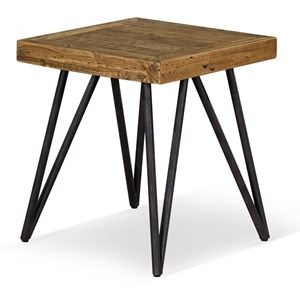 Table de chevet bois-métal marron -