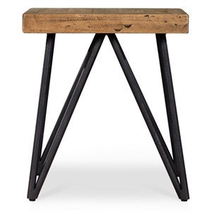 Table de chevet bois-métal marron -