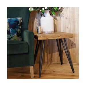 Table de chevet bois-métal marron -