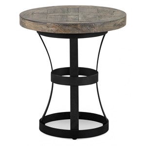 Table de chevet bois-métal marron -