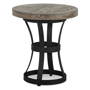 Table de chevet bois-métal marron -