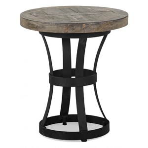 Table de chevet bois-métal marron -