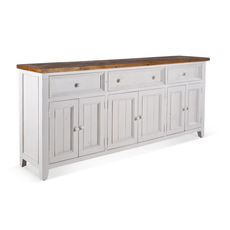 Décoration d'autrefois - Bahut 3 tiroirs bois blanc 210x45x90cm