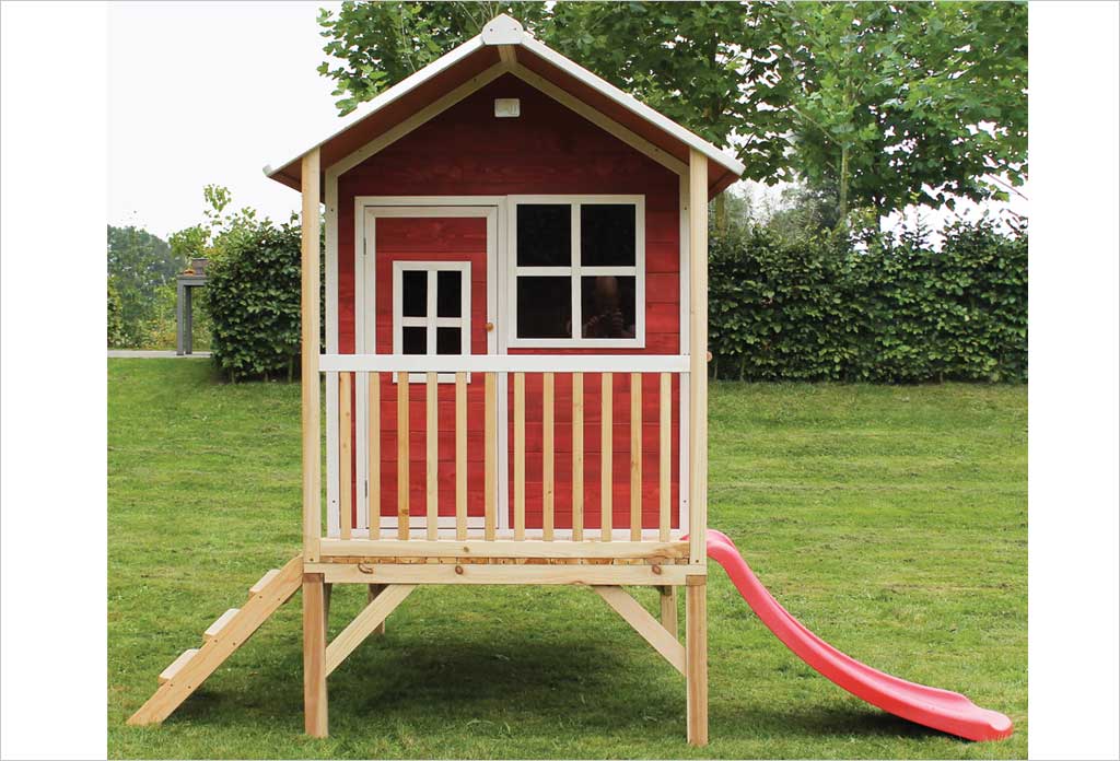 Maisonnette Enfant en Bois de Cèdre avec Toboggan Loft 750 (5