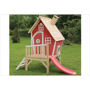 Petite cabane sur pilotis rouge fantasia