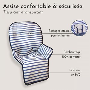 Housse assise chaise haute - marin