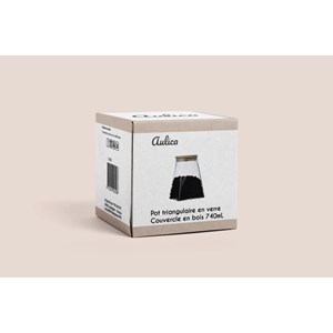 Pot triangulaire avec couvercle en bois 740ml