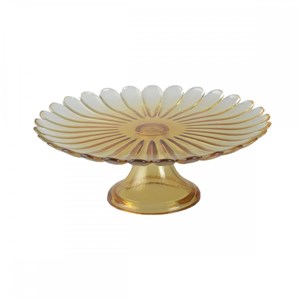 Plat à gâteaux sur pied jaune 21cm - printemps