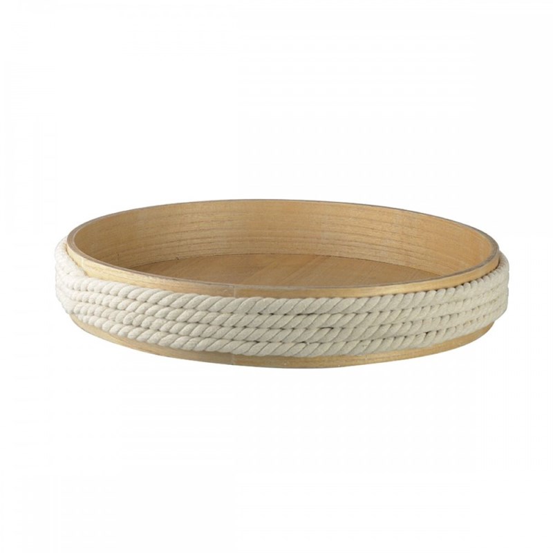 Plateau rond en bois avec corde 45cm